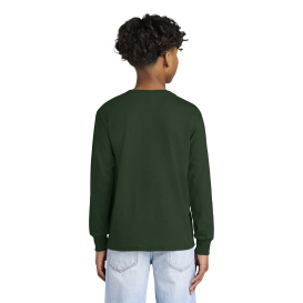 Jerzees 29BL Youth Dri-Power Active 50/50 Cotton/Poly Long Sleeve T-Shirt - Forest green
