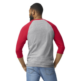 Gildan 5700 Heavy Cotton 3/4-Sleeve Raglan T-Shirt - Sport Gray Trim Red