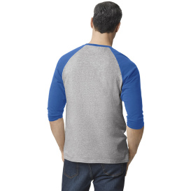 Gildan 5700 Heavy Cotton 3/4-Sleeve Raglan T-Shirt - Sport Gray Trim Royal