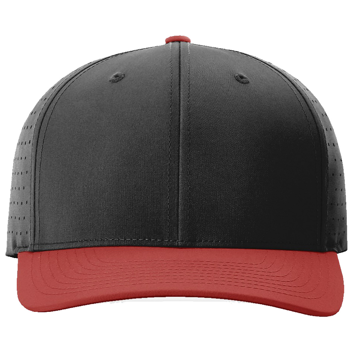 Richardson 632 Laser Perf R-Flex Snapback Cap - Black/Black/Red