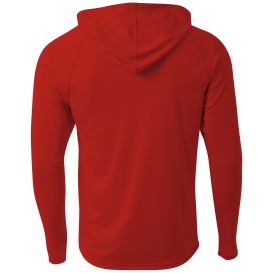 A4 A4N3409 Cooling Performance Long Sleeve Hooded Tee - Scarlet