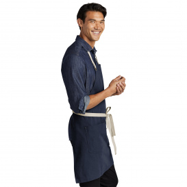 Port Authority A815 Canvas Full Length Two-Pocket Apron - River Blue Navy/Stone