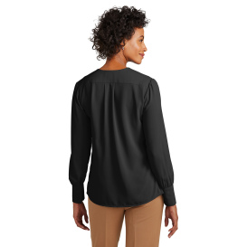 Brooks Brothers BB18009 Women\'s Open-Neck Satin Blouse - Deep Black