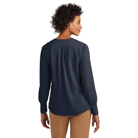 Brooks Brothers BB18009 Women\'s Open-Neck Satin Blouse - Night Navy
