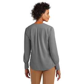 Brooks Brothers BB18009 Women\'s Open-Neck Satin Blouse - Shadow Grey