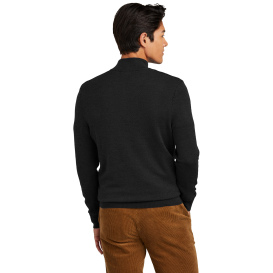 Brooks Brothers BB18412 Washable Merino Birdseye 1/4-Zip Sweater - Deep Black