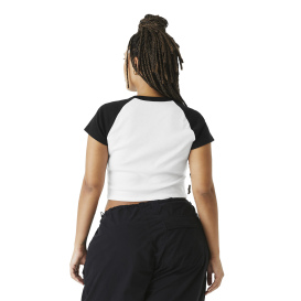 Bella + Canvas BC1201 Women's Micro Rib Raglan Baby Tee - White/Black