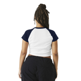 Bella + Canvas BC1201 Women\'s Micro Rib Raglan Baby Tee - White/Navy