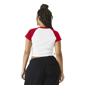 Bella + Canvas BC1201 Women\'s Micro Rib Raglan Baby Tee - White/Red