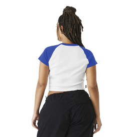 Bella + Canvas BC1201 Women\'s Micro Rib Raglan Baby Tee - White/True Royal