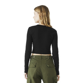 Bella + Canvas BC1501 Women\'s Micro Rib Long Sleeve Baby Tee - Solid Black Blend