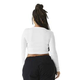 Bella + Canvas BC1501 Women\'s Micro Rib Long Sleeve Baby Tee - Solid White Blend