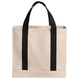 Port Authority BG429 Cotton Canvas Two-Tone Tote - Natural/Deep Black