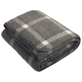 Port Authority BP48 Double-Sided Sherpa/Plush Blanket - Marshmallow/Grey Window Pane