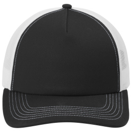 Port Authority C115LP Low-Profile Snapback 5-Panel Trucker Cap - Black/White