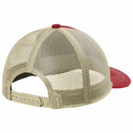 Port Authority C119 Unstructured Snapback Trucker Cap - Flame Red/Tan