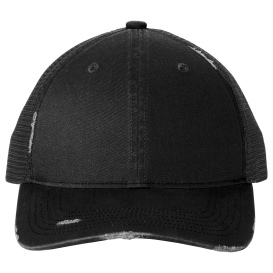 Port Authority C600 Distressed Mesh Back Cap - Black/Black