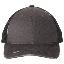 Port Authority C600 Distressed Mesh Back Cap - Grey Steel/Black