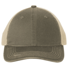 Port Authority C600 Distressed Mesh Back Cap - Khaki/Stone
