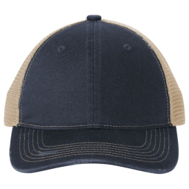 Port Authority C600 Distressed Mesh Back Cap - River Blue Navy/Khaki