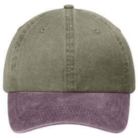 Port Authority CP83 Two-Tone Pigment-Dyed Cap - Khaki/Maroon