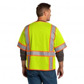 CornerStone CSV106 ANSI 107 Class 3 Surveyor Mesh Zippered Two-Tone Short Sleeve Vest - Yellow/Lime