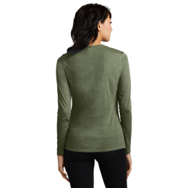 District DT110 Women\'s Perfect Blend CVC Long Sleeve Tee - Heathered Olive