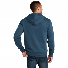 District DT1103 Perfect Weight Fleece Full-Zip Hoodie - Heathered Poseidon Blue