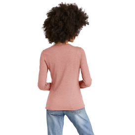 District DT135 Women\'s Perfect Tri Long Sleeve V-Neck Tee - Blush Frost