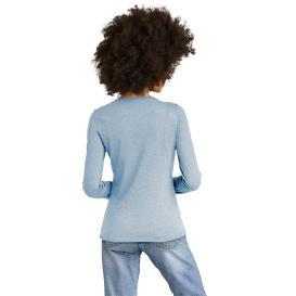 District DT135 Women's Perfect Tri Long Sleeve V-Neck Tee - Flint Blue Heather