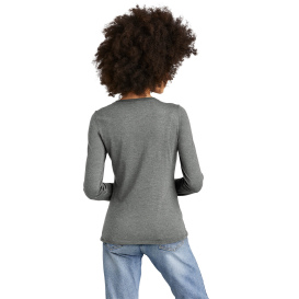 District DT135 Women\'s Perfect Tri Long Sleeve V-Neck Tee - Heathered Charcoal