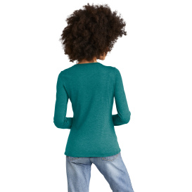 District DT135 Women\'s Perfect Tri Long Sleeve V-Neck Tee - Heathered Teal