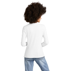 District DT135 Women\'s Perfect Tri Long Sleeve V-Neck Tee - White