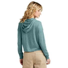 District DT1390L Women\'s Perfect Tri Midi Long Sleeve Hoodie - Heathered Eucalyptus Blue