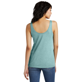 District DT154 Women\'s Perfect Blend CVC V-Neck Tank - Heathered Eucalyptus Blue