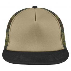 District DT624 Flat Bill Snapback Trucker Cap - Military Camo