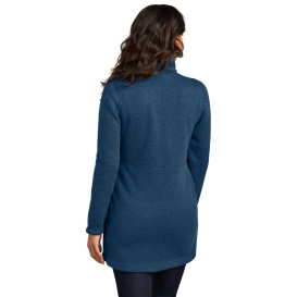 Port Authority L425 Ladies Arc Sweater Fleece Long Jacket - Insignia Blue Heather