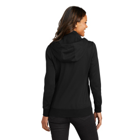 Port Authority L814 Ladies Smooth Fleece Hooded Jacket - Deep Black