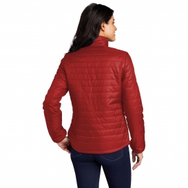 Port Authority L850 Ladies Packable Puffy Jacket - Fire Red/Graphite