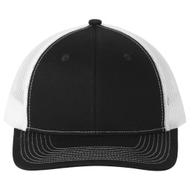 Port Authority LC111 Snapback Ponytail Trucker Cap - Black/White