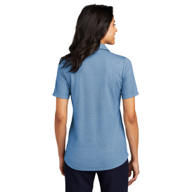 Port Authority LK830 Ladies Fine Pique Blend Polo - Aegean Blue Heather
