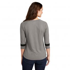 New Era LNEA136 Ladies Tri-Blend 3/4-Sleeve Tee - Shadow Grey/Black Solid