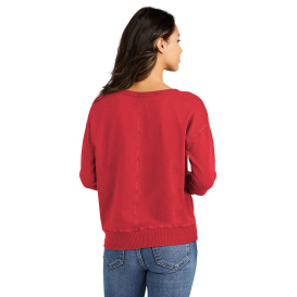 Port & Company LPC098V Ladies Beach Wash Garment-Dyed V-Neck Sweatshirt - Poppy
