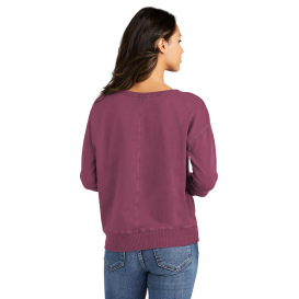 Port & Company LPC098V Ladies Beach Wash Garment-Dyed V-Neck Sweatshirt - Vintage Raspberry