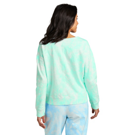 Port & Company LPC140V Ladies Beach Wash Cloud Tie-Dye V-Neck Sweatshirt - Cool Mint