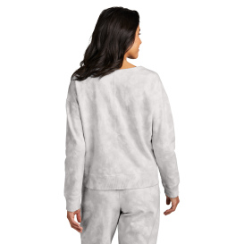 Port & Company LPC140V Ladies Beach Wash Cloud Tie-Dye V-Neck Sweatshirt - Dove Grey