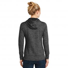 Sport-Tek LST225 Ladies PosiCharge Electric Heather Fleece Hooded Pullover - Grey/Black Electric