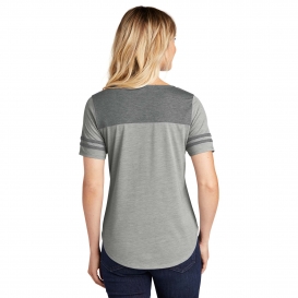 Sport-Tek LST403 Ladies PosiCharge Tri-Blend Wicking Fan Tee - Dark Grey Heather/Light Grey Heather