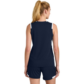 Sport-Tek LST441 Club Sleeveless V-Neck - True Navy/White
