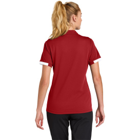 Sport-Tek LST444 Ladies Club Colorblock Polo - Deep Red/White